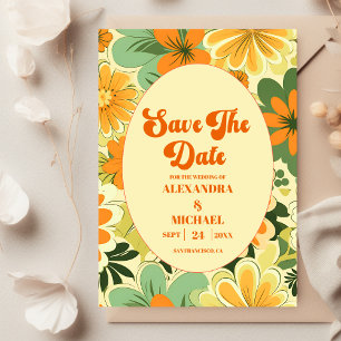 Reserva La Fecha Boda Floral Groovy Boho Retro