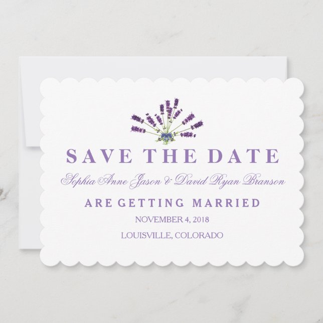 Reserva La Fecha Boda Floral Lavender Ahorra La Fecha (Anverso)