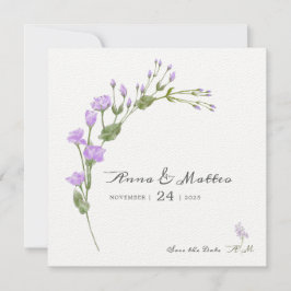 Reserva La Fecha Boda floral lila minimalista Save The Date plana