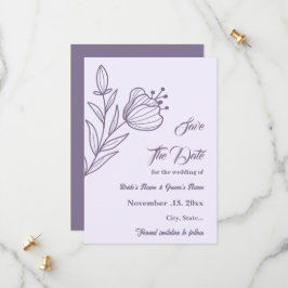 Reserva La Fecha Boda floral mauve elegante romántico