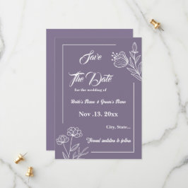 Reserva La Fecha Boda floral mauve elegante romántico