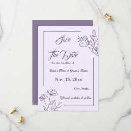 Reserva La Fecha Boda floral mauve elegante romántico