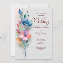 Reserva La Fecha boda floral minimalista