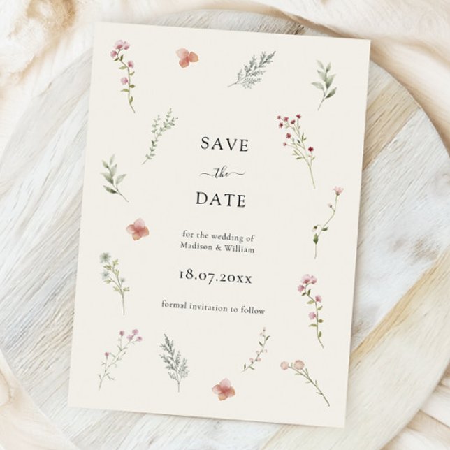 Reserva La Fecha Boda floral minimo Beige Boho (Subido por el creador)