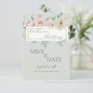 Reserva La Fecha Boda floral moderna verde oro