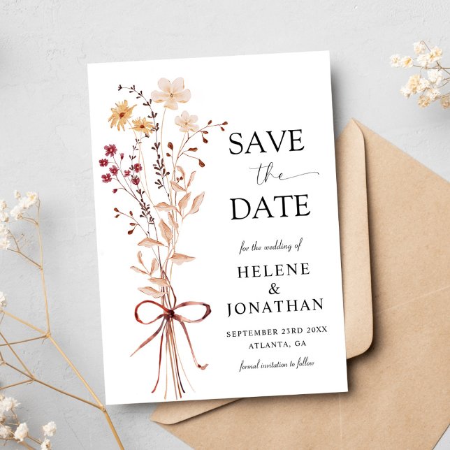 Reserva La Fecha Boda Floral Moderno y Elegante (Wildflower Modern Elegant Floral Wedding Save The Date)