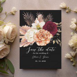 Reserva La Fecha Boda floral negra de Borgoña