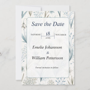 Reserva La Fecha Boda floral nórdica turquesa elegante minimalista