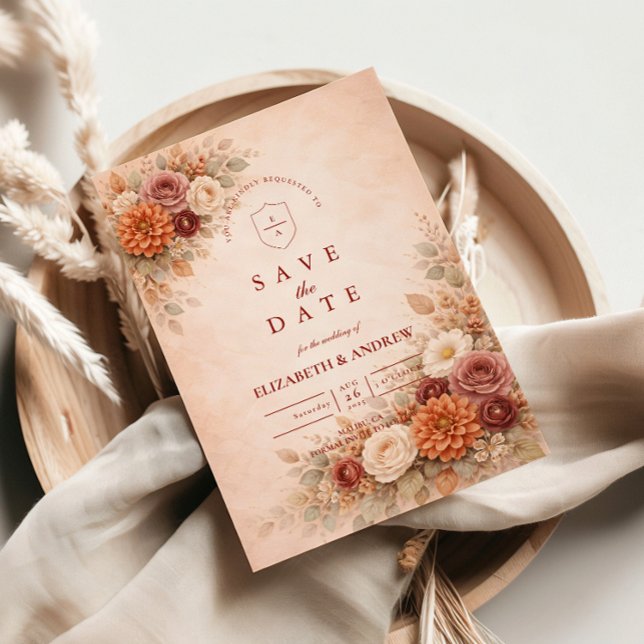 Reserva La Fecha Boda floral otoñal romántica (Subido por el creador)