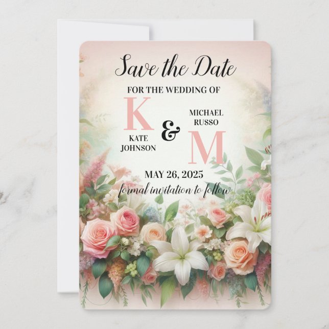 Reserva La Fecha Boda Floral Pastel (Anverso)
