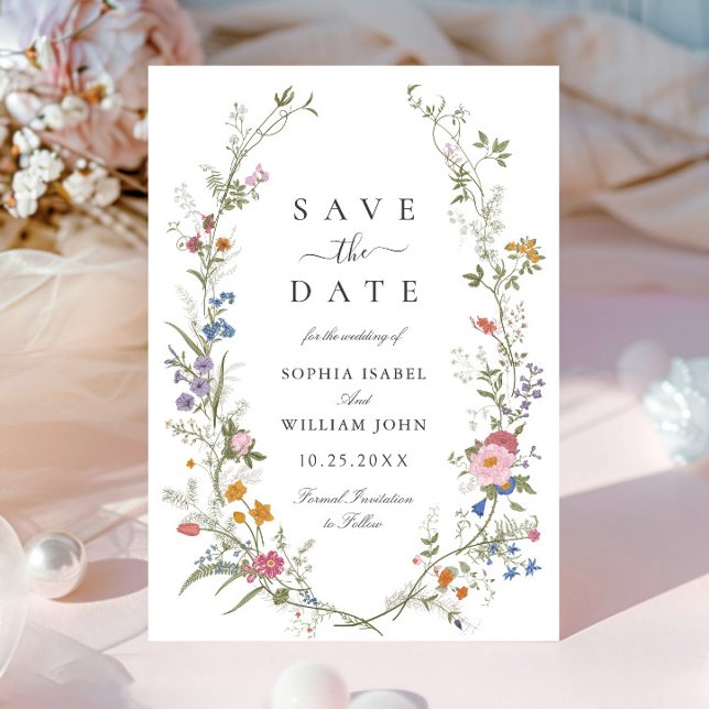Reserva La Fecha Boda Floral Pastel Pink Boho Wildflowers (Subido por el creador)