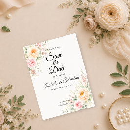 Reserva La Fecha Boda floral pastel romántica