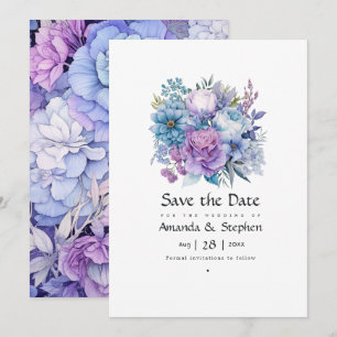 Reserva La Fecha Boda Floral Plata, Icy Blue y Lilac