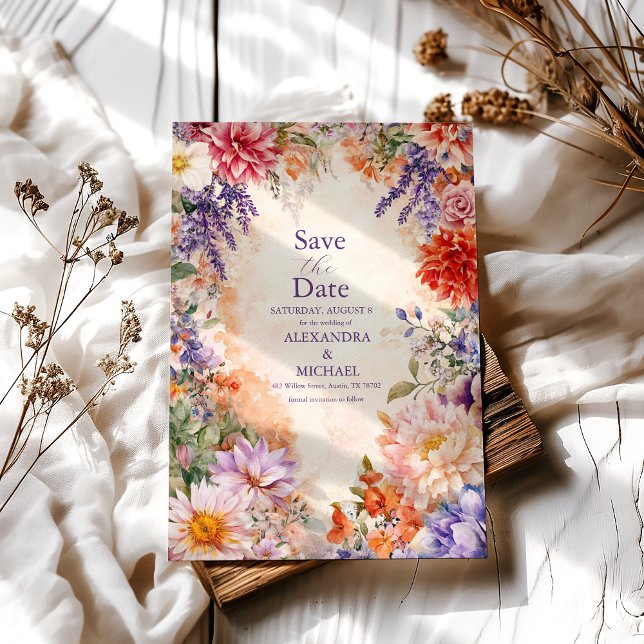 Reserva La Fecha Boda floral real victoriana boho  (Subido por el creador)