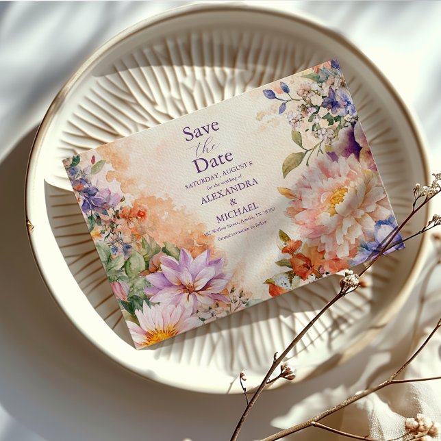 Reserva La Fecha Boda floral real victoriana boho  (Subido por el creador)