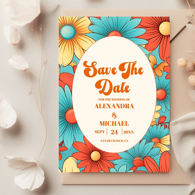 Reserva La Fecha Boda Floral Retro Boho (Subido por el creador)