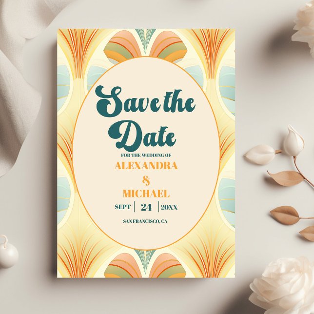 Reserva La Fecha Boda Floral Retro Boho Chic  (Subido por el creador)