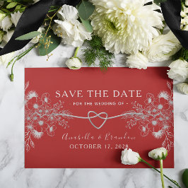Reserva La Fecha Boda Floral Roja Elegante Gótica