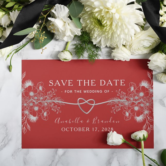 Reserva La Fecha Boda Floral Roja Elegante Gótica (Subido por el creador)