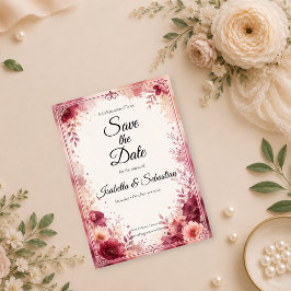Reserva La Fecha Boda floral romántica de Borgoña