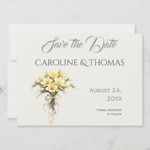 Reserva La Fecha Boda floral romántica de color amarillo canario co