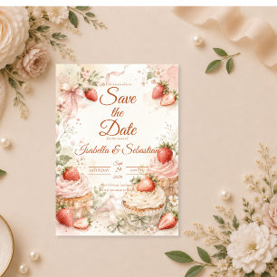 Reserva La Fecha Boda floral romántica de fresa