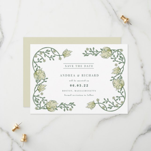 Reserva La Fecha Boda Floral Romántico (Anverso/Reverso In Situ)