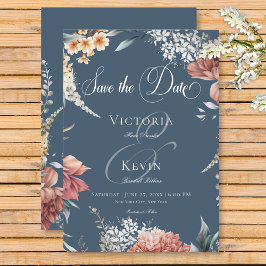 Reserva La Fecha Boda floral romántico moderno de Blue Garden