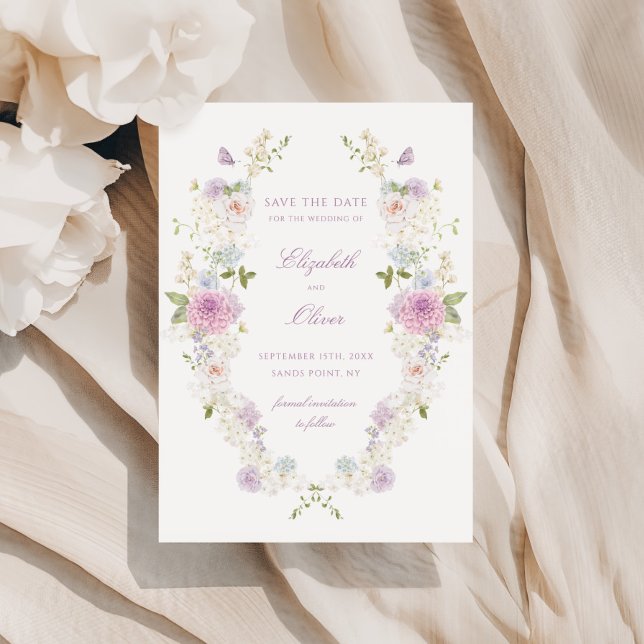 Reserva La Fecha Boda floral romántico pastel suave (Subido por el creador)