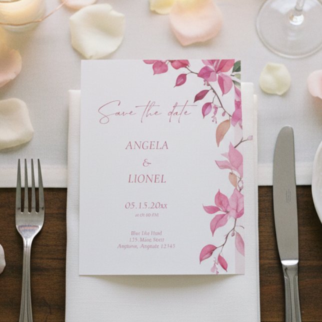 Reserva La Fecha Boda floral rosa  (Subido por el creador)