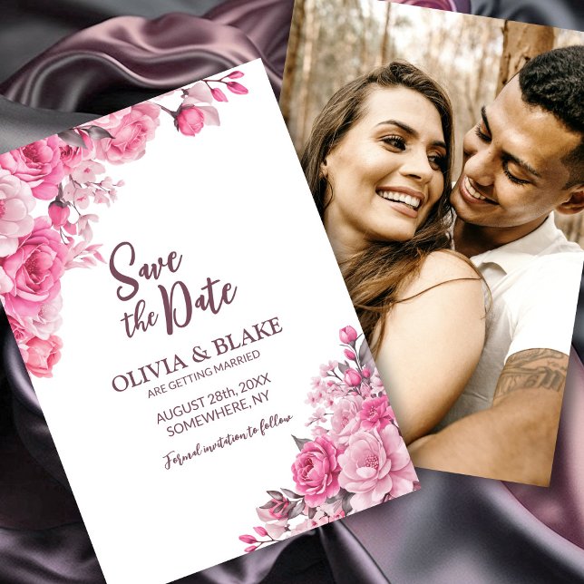 Reserva La Fecha Boda Floral Rosa (Subido por el creador)