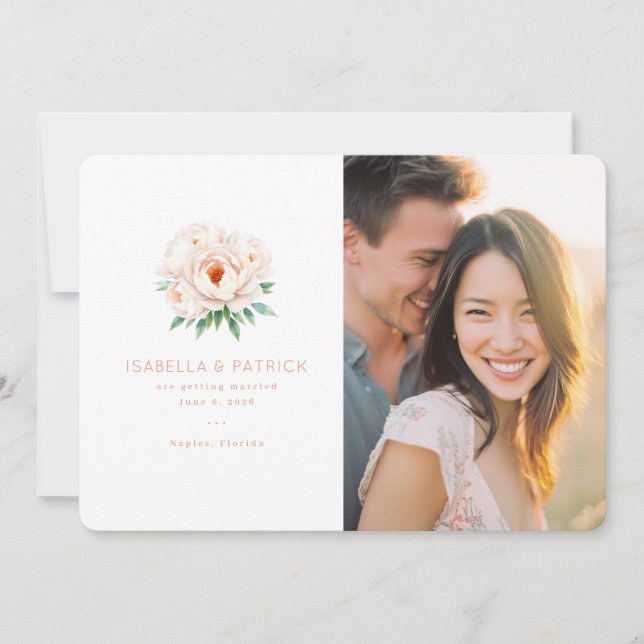 Reserva La Fecha Boda Floral Rosa Alegre (Anverso)