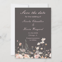 Reserva La Fecha Boda floral rosa de primavera de flor silvestre