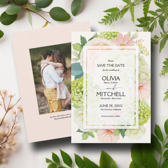 Reserva La Fecha Boda floral rosa de Rubor romántico (Subido por el creador)