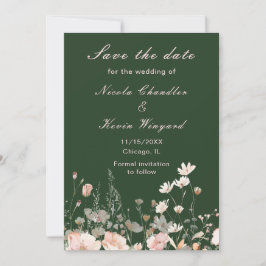 Reserva La Fecha Boda floral rosa delicado Primavera Flor silvestre