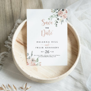 Reserva La Fecha Boda floral rosa rosa rosado clásico