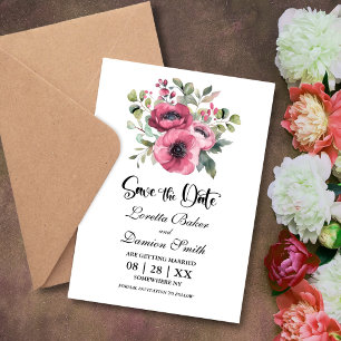 Reserva La Fecha Boda floral rosa salva la fecha
