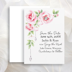 Reserva La Fecha Boda floral Rosa y Diamantes