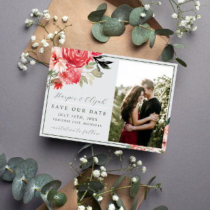 Reserva La Fecha Boda Floral Rubor Red Greenerenery Classic