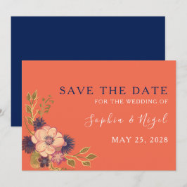 Reserva La Fecha Boda floral rústica con rubor