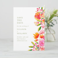 Boda floral simple moderna rosa naranja verde