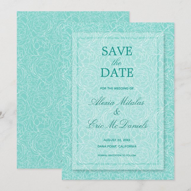 Reserva La Fecha Boda floral simple Rosa moderno (Anverso / Reverso)