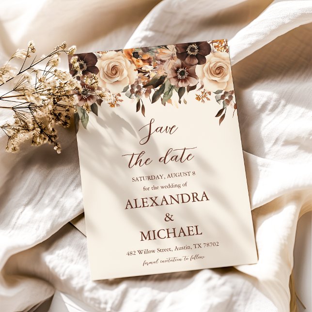 Reserva La Fecha Boda Floral Terracotta (Subido por el creador)