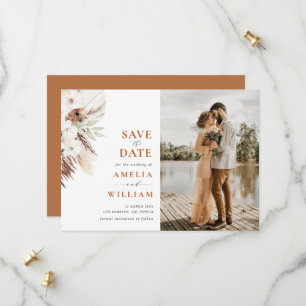 Reserva La Fecha boda floral terracotta pampas Save the Date