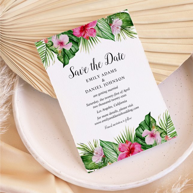 Reserva La Fecha Boda floral tropical acuática (Subido por el creador)