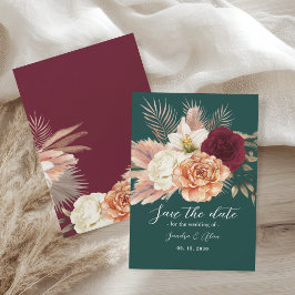 Reserva La Fecha Boda floral verde esmeralda