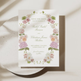 Reserva La Fecha Boda floral verde rosa