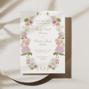 Reserva La Fecha Boda floral verde rosa