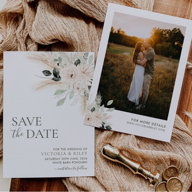 Reserva La Fecha Boda Floral Verde Salvar La Fecha VICTORIA (VICTORIA | Save The Date | Matching items available)