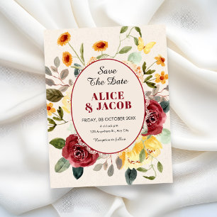 Reserva La Fecha Boda floral vintage